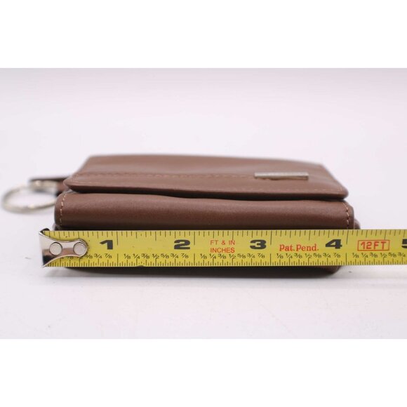 AMITY Genuine Leather Tri-Fold Coin Purse Wallet Brown Zippered ID Window Vintag - Picture 10 of 12